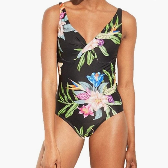 Kona Sol | Swim | Kona Sol Floral Twist Front Underwire One Piece M | Poshmark